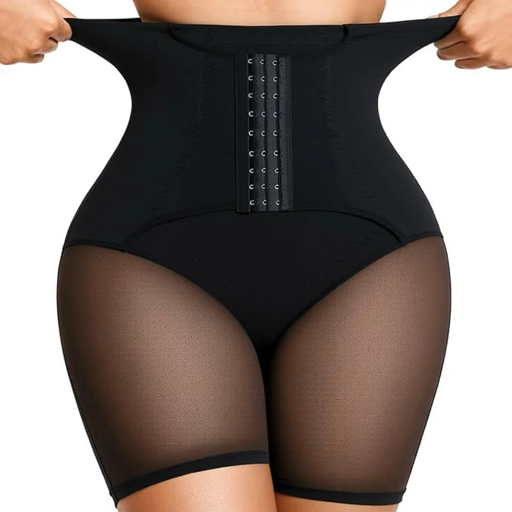Women's High Waist Hook Closure Steel Bones Shapewear Shorts Tummy Control