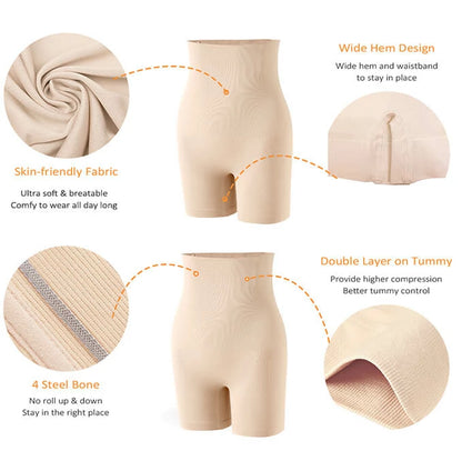 Women's High Waist Steel Bones Anti-Chafe Shorts Tummy Control