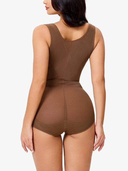 Women's Mesh U-Shape Open Bust Bodysuit Tummy Control