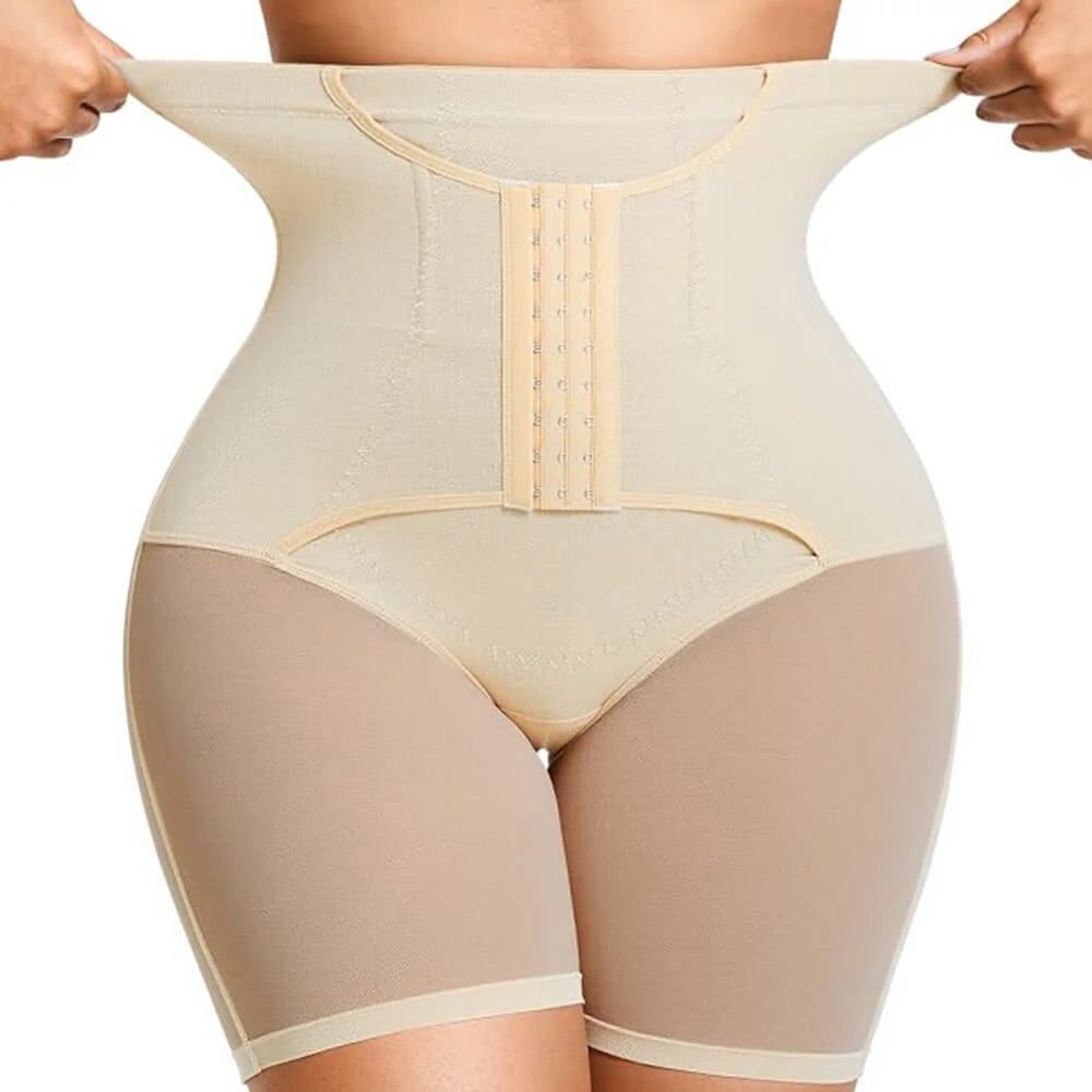 Women's High Waist Hook Closure Steel Bones Shapewear Shorts Tummy Control