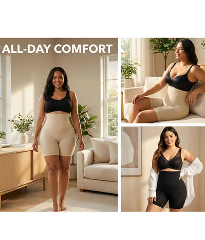 Women's High Waist Steel Bones 3D Contour Shapewear Shorts Tummy Control
