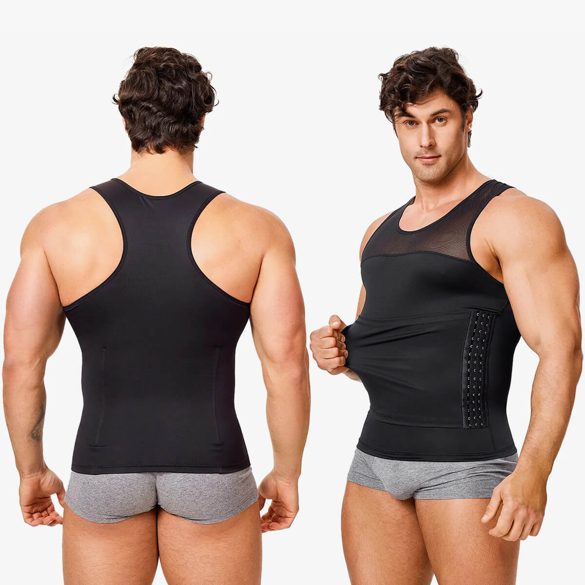Men's Compression Vest w/ Waist Trimmer Belt (2-Pack)