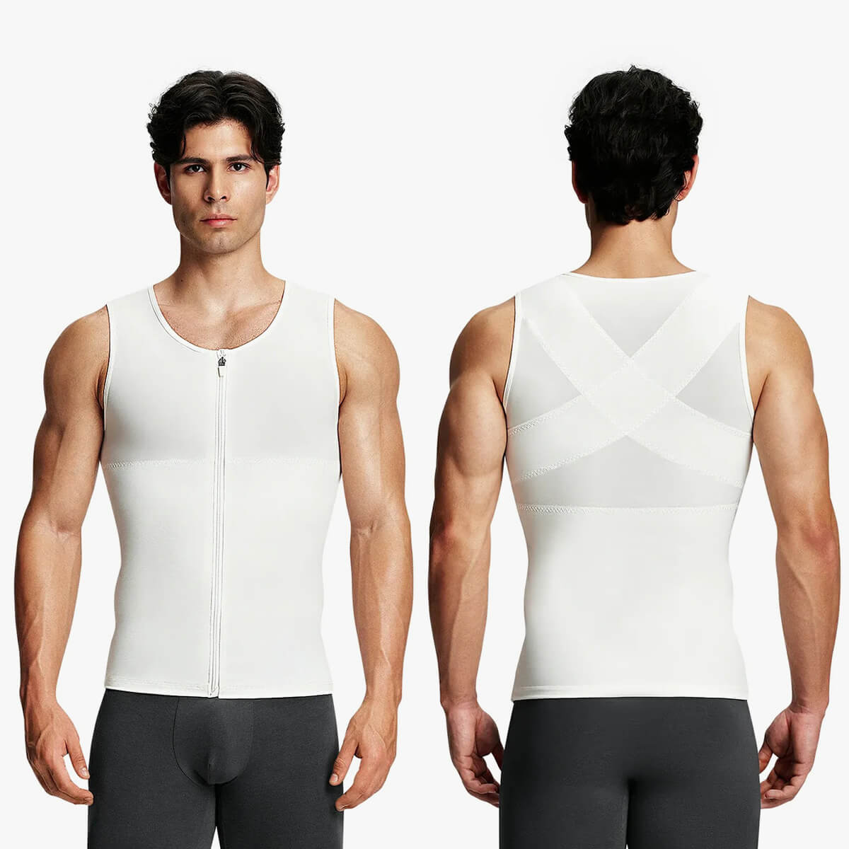 Men's Dual-Layer Zippered Compression Tank Top (2-Pack)