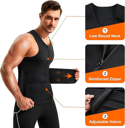 Men's Sauna Sweat Vest with Double Adjustable Belts