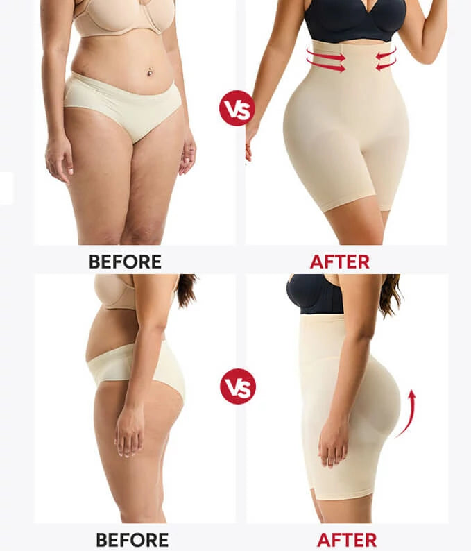 Women's High Waist Steel Bones 3D Contour Shapewear Shorts Tummy Control