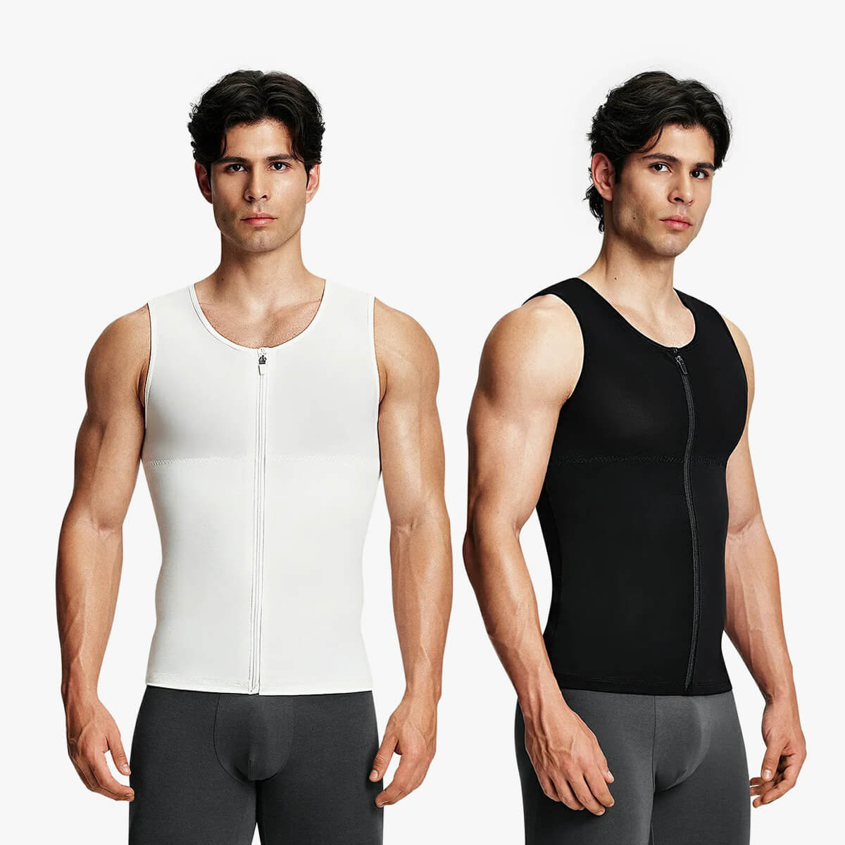 Men's Dual-Layer Zippered Compression Tank Top (2-Pack)