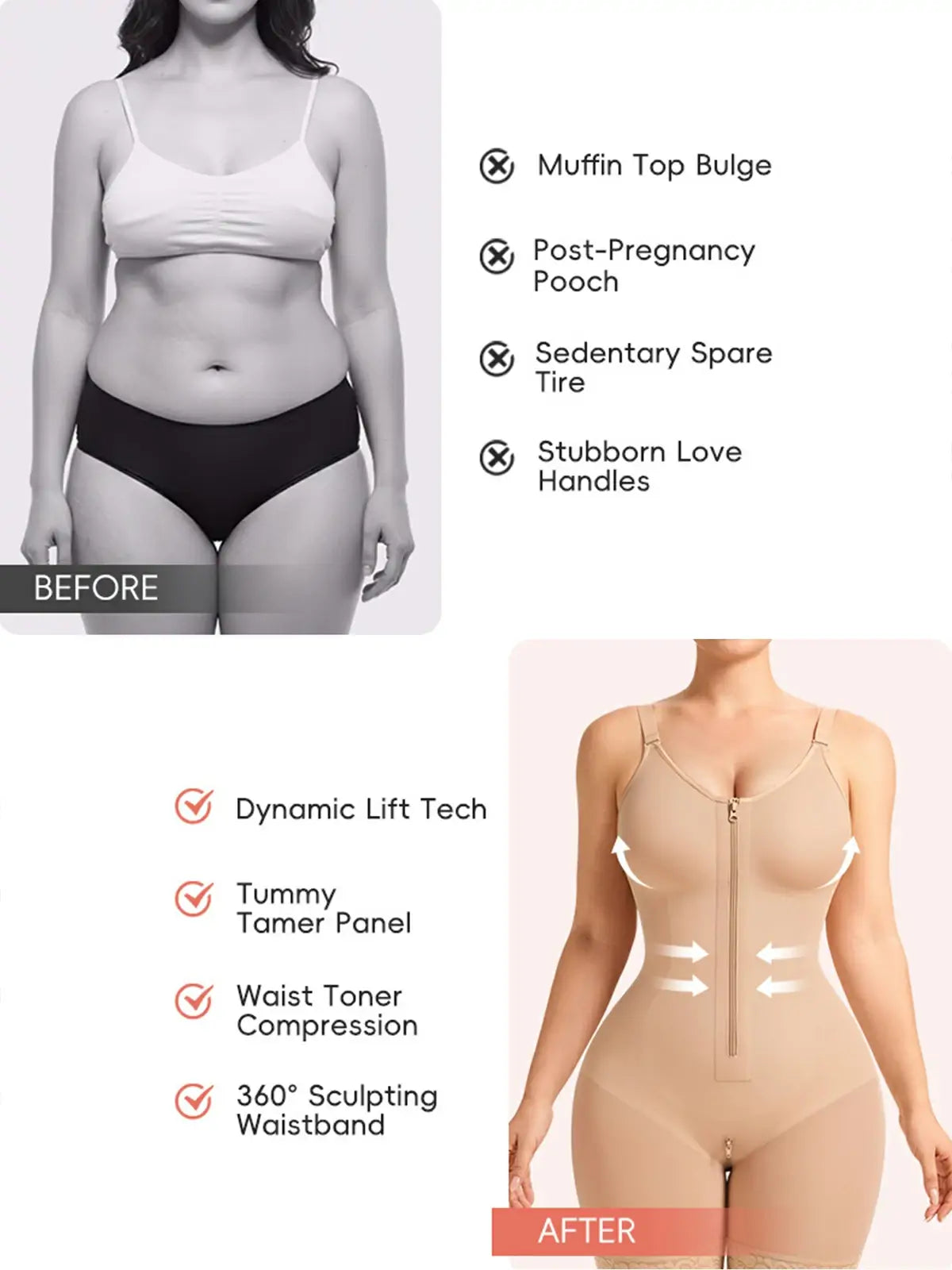 Women's Shapewear Bodysuit Tummy Control Butt Lift