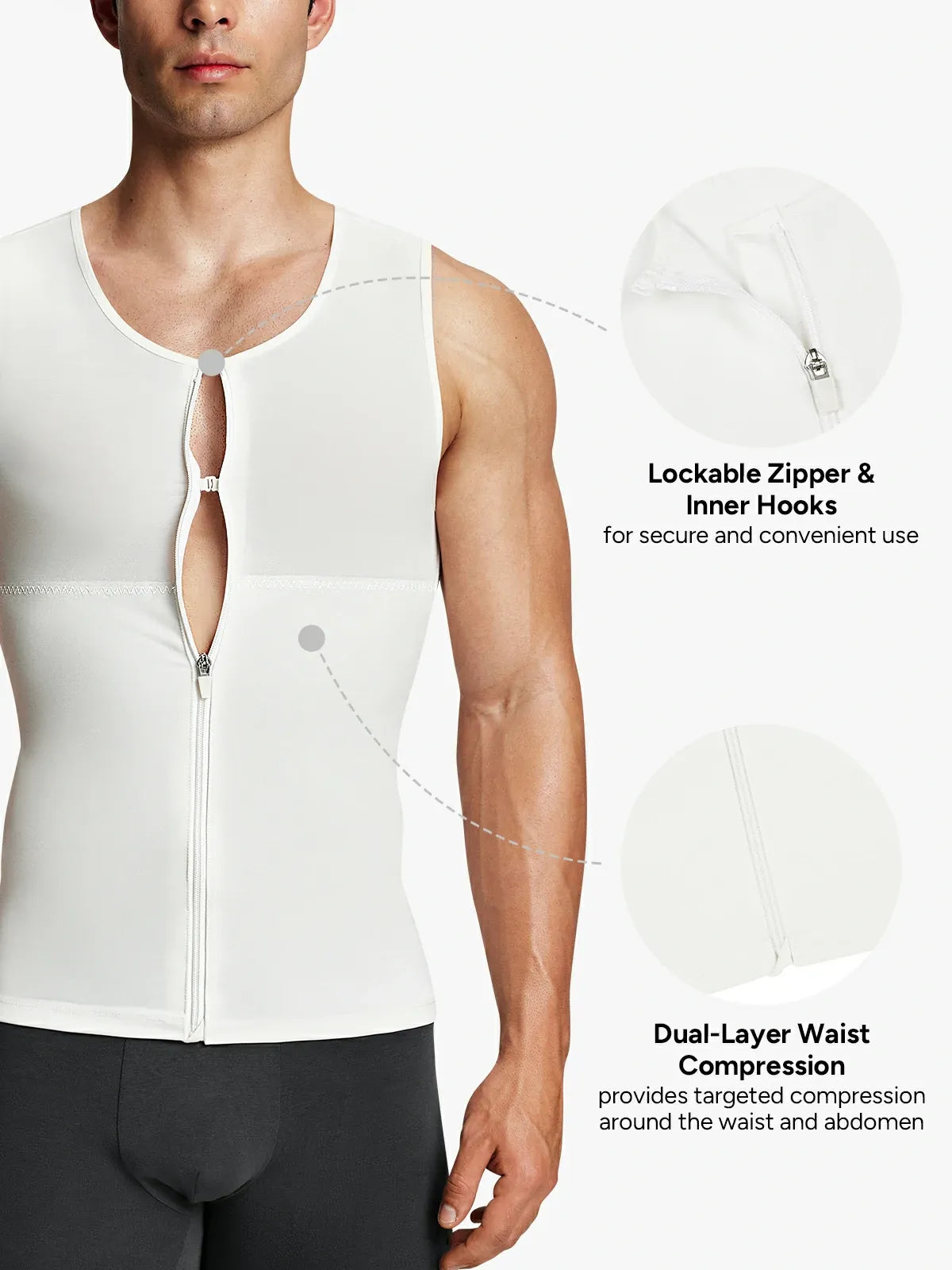 Men's Dual-Layer Zippered Compression Tank Top