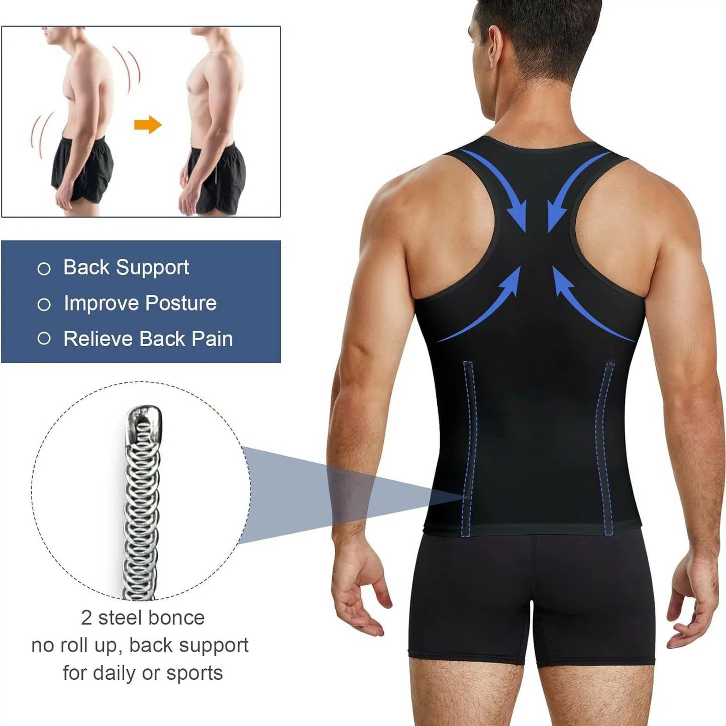 Men's Compression Body Shaper Vest With Waist Trimmer Belt