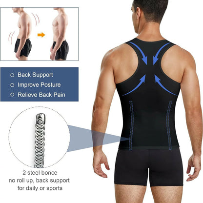 Men's Compression Body Shaper Vest With Waist Trimmer Belt
