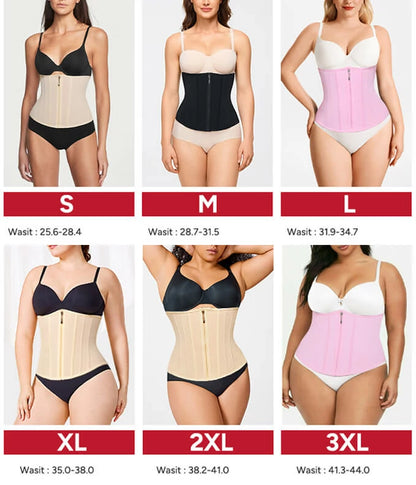 Women's Mesh Steel Boned Zipper Waist Trainer Tummy Control