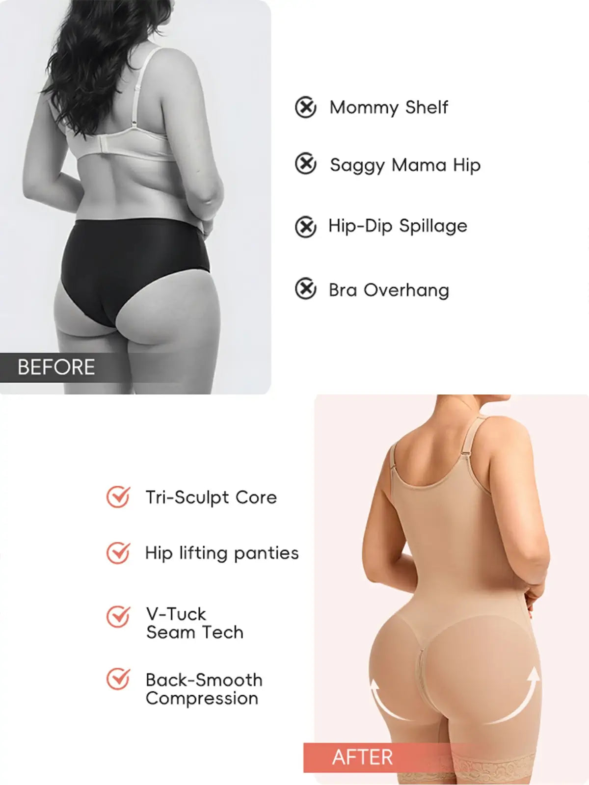 Women's Shapewear Bodysuit Tummy Control Butt Lift