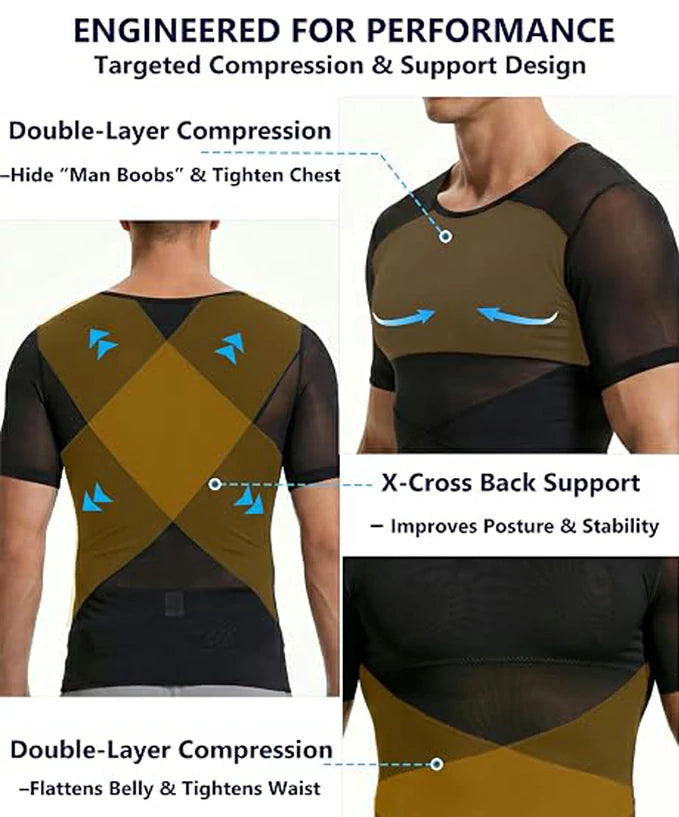 Men's Short Sleeve Mesh Compression Shirt Breathable