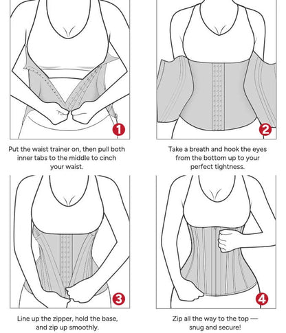 Women's Mesh Steel Boned Zipper Waist Trainer Tummy Control