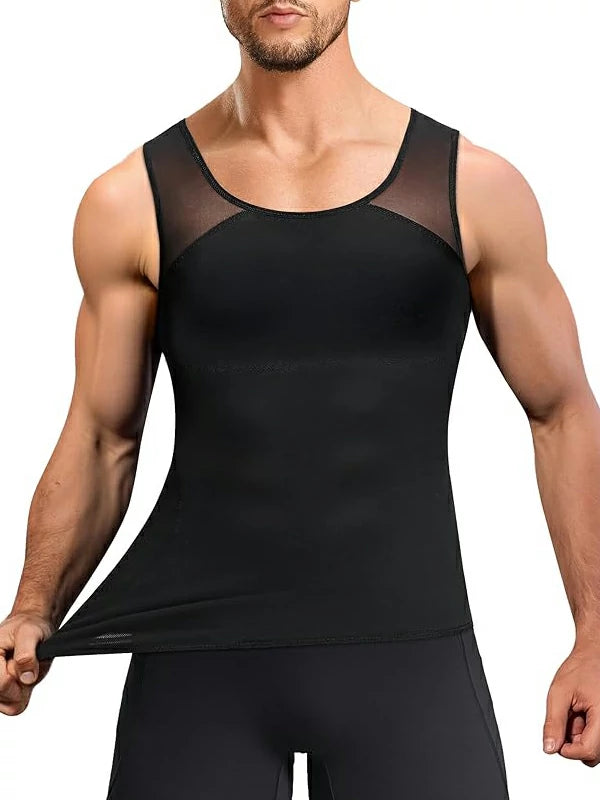 Men's Mesh Compression Chest and Tummy Control Tank Top