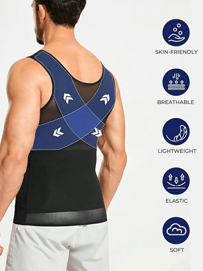 Men's Mesh Compression Chest & Tummy Control Tank Top