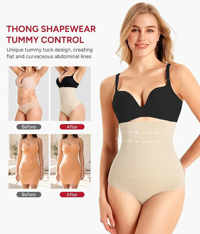 Women's High Waist Steel Bones Seamless Thong Tummy Control
