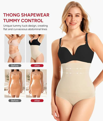 Women's High Waist Steel Bones Seamless Thong Tummy Control