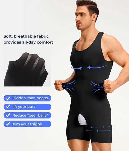 Men's Seamless Bodysuit Tummy Control Shapewear