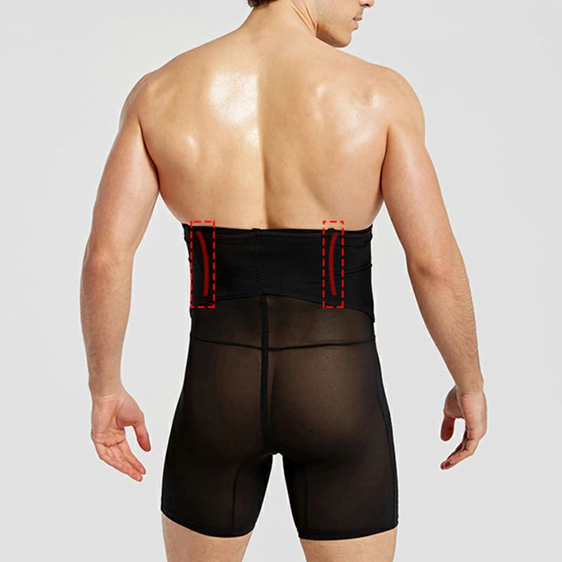 Men's High Waist Mesh Tummy Control Shapewear Shorts