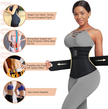Women's Double Strap Anti-Roll Waist Trainer Sweat Belt