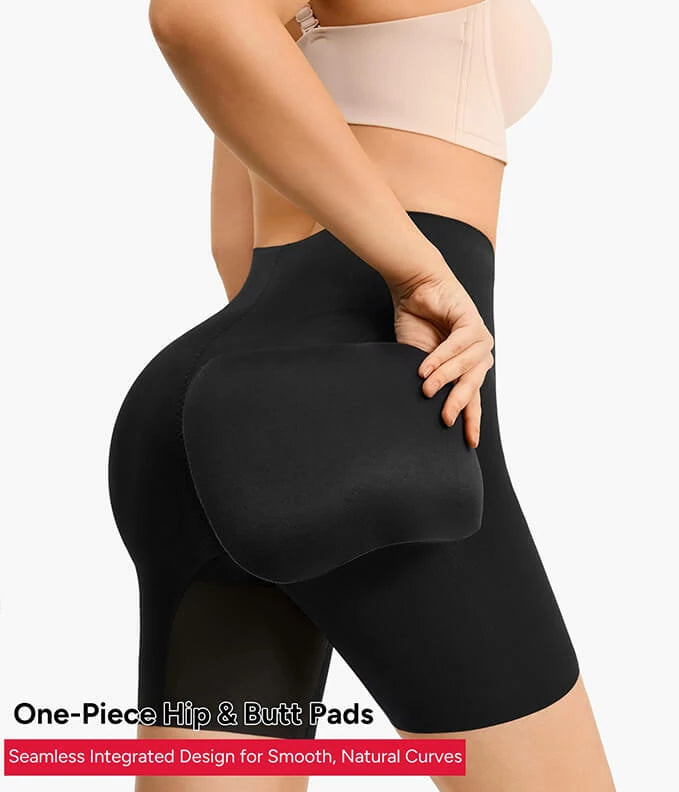 Women's Mid-Rise Built-in Hip and Butt Pads Shapewear Shorts