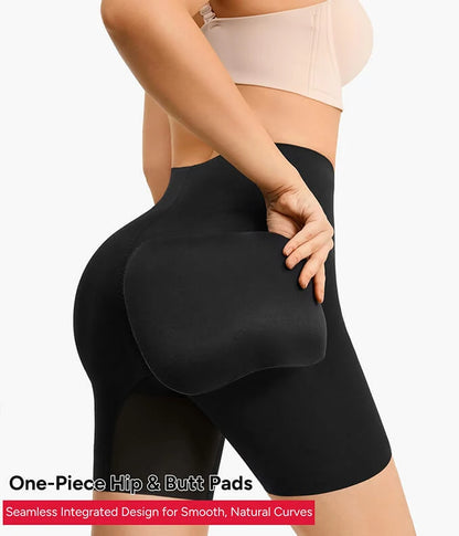 Women's Mid-Rise Built-in Hip and Butt Pads Shapewear Shorts