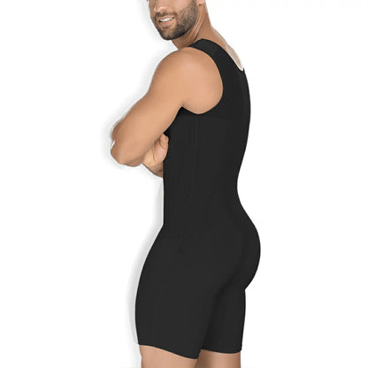 Men's Full Body Shaper Bodysuit with 4-Level Hooks
