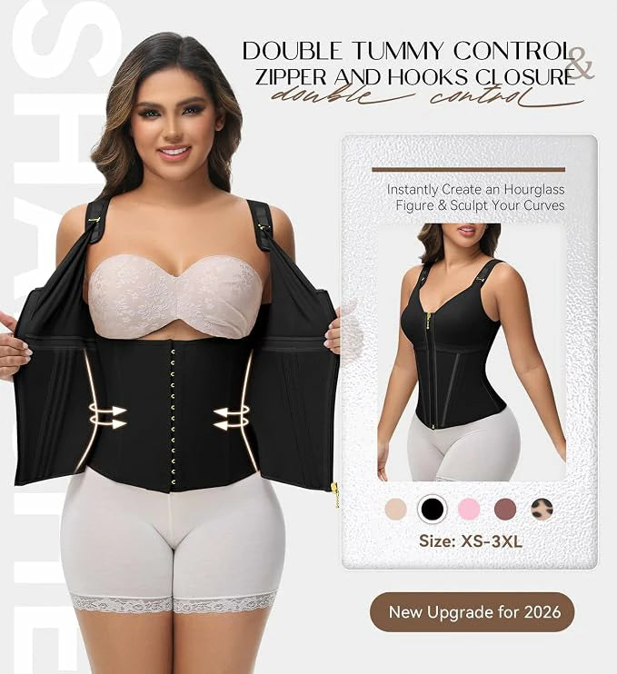 Women's 17 Steel Bones Waist Trainer with Built-In Bra