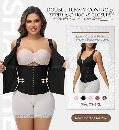 Women's 17 Steel Bones Waist Trainer with Built-In Bra