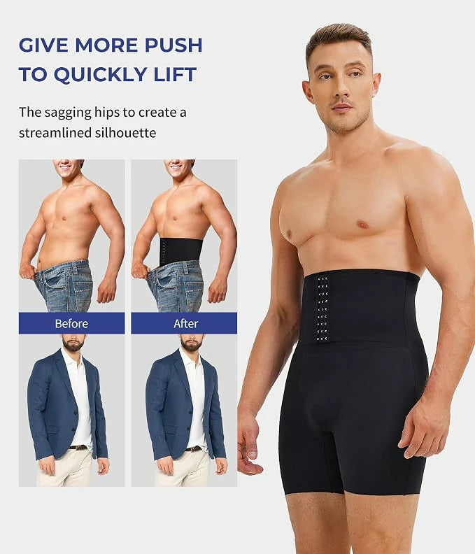 Men's Extra-Firm High-Waist Compression Shorts with Steel Bones
