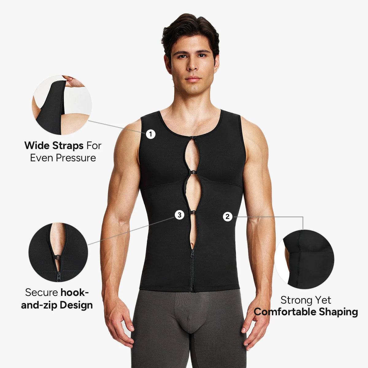 Men's Dual-Layer Zippered Compression Tank Top