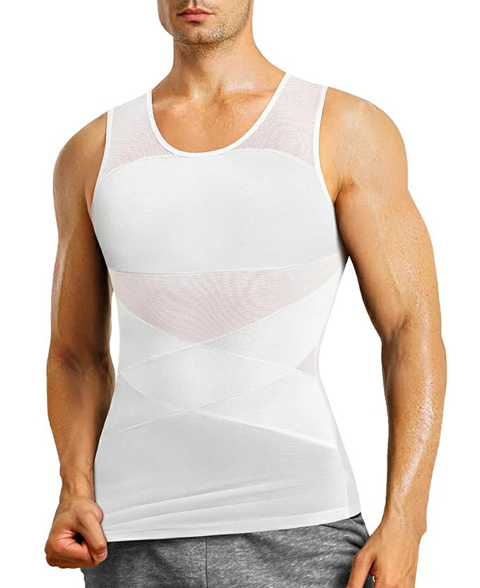 Men's Double-Layer Chest Compression Tank Top for Big Belly