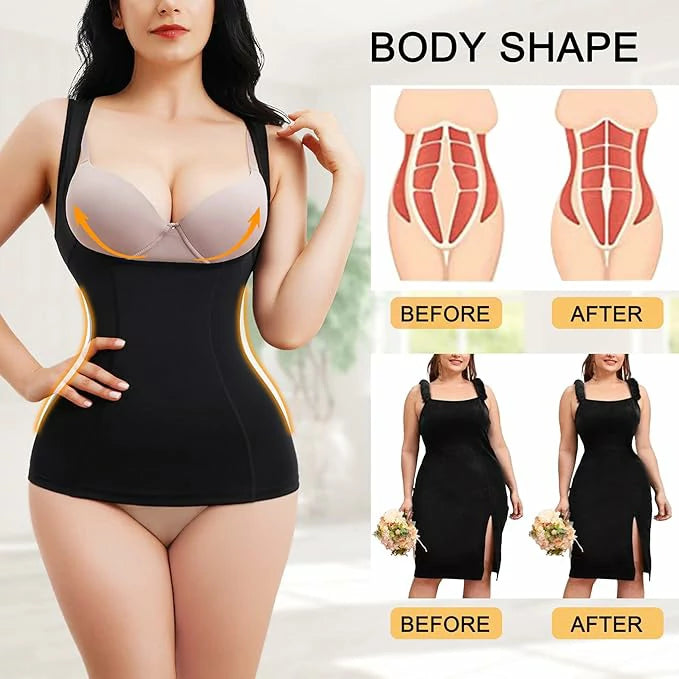 Women's U Shape Push Up Widen Straps Shapewear Tank Tummy Control