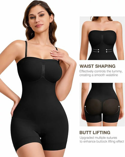 Women's Strapless Shapewear Bodysuit Tummy Control Butt Lift