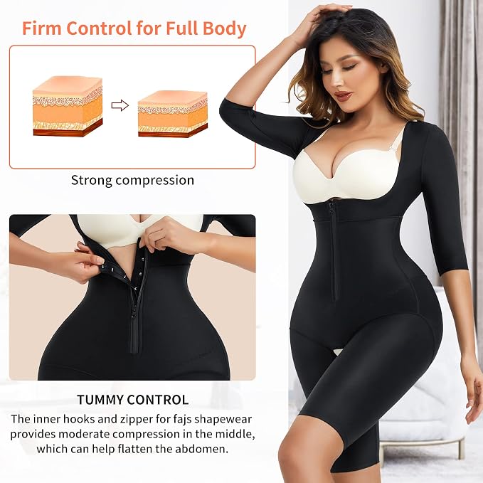 Women's Short Sleeve Bodysuit Tummy Control Arm Compression