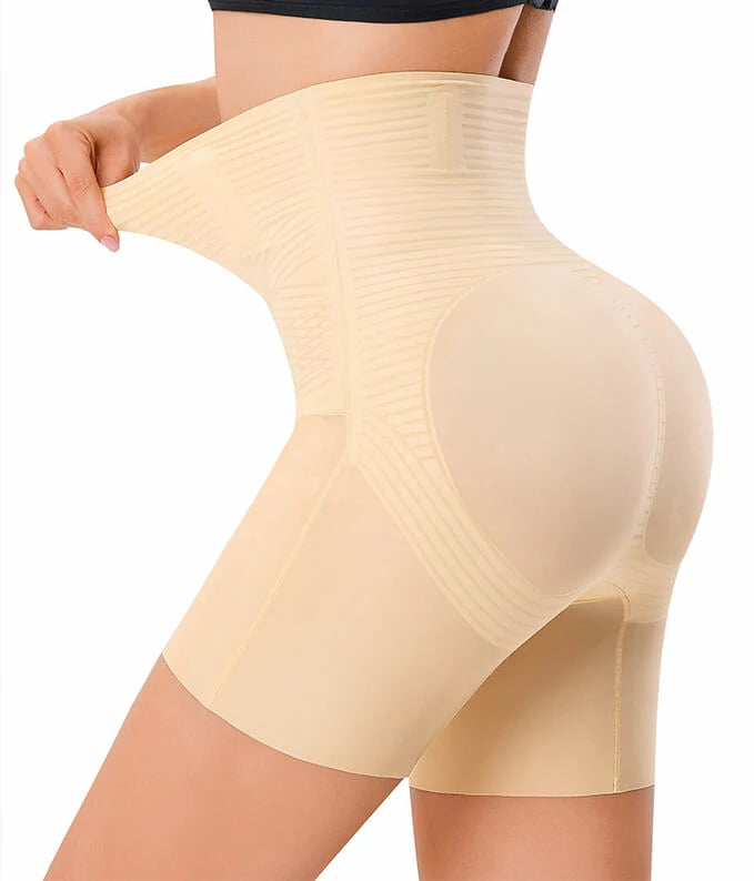 Women's High Waist Steel Bones 3D Contour Shapewear Shorts Tummy Control
