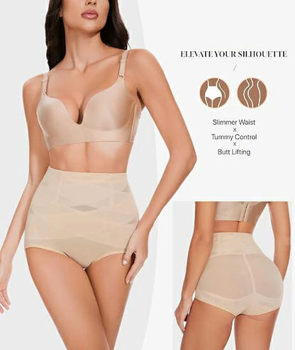 Women's High Waist Anti-Roll Shapewear Panties Tummy Control