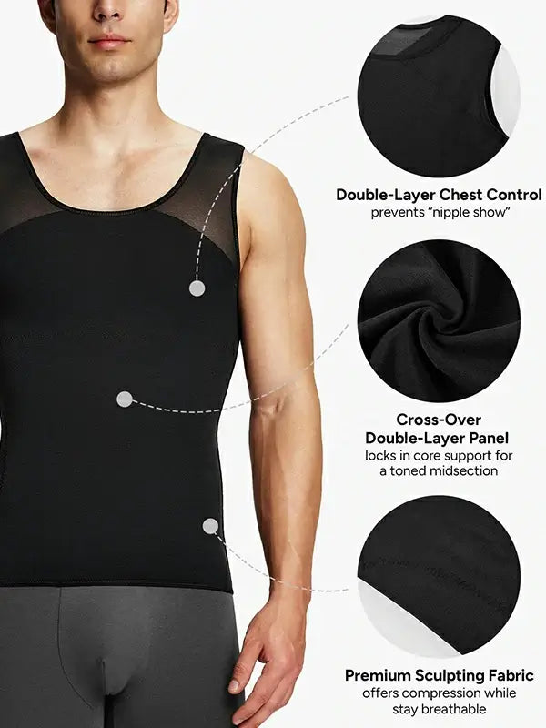Men's Mesh Compression Chest & Tummy Control Tank Top