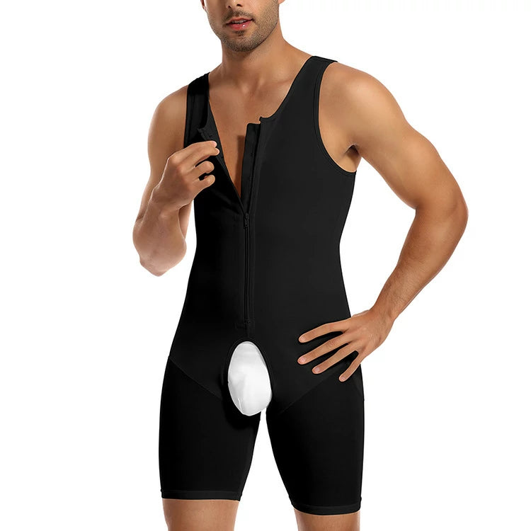 Men's Colombian Faja Full Body Shaper Bodysuit with Zipper
