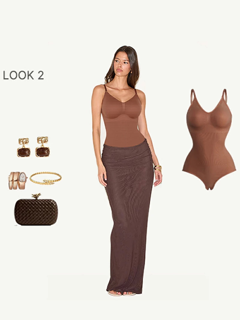 Women's Seamless V-Neck Sleeveless Bodysuit Tummy Control