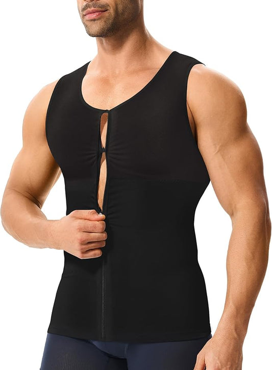 Men's Dual-Layer Zippered Compression Tank Top