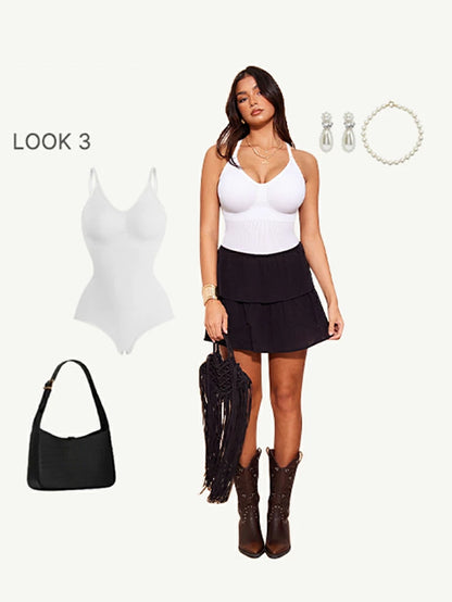 Women's Seamless V-Neck Sleeveless Bodysuit Tummy Control