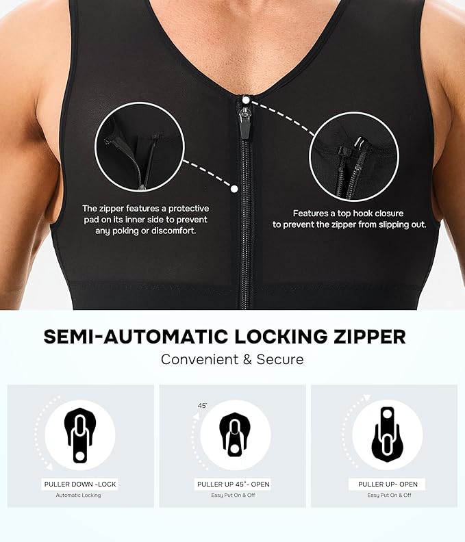 Men's Dual-Layer Zippered Compression Tank Top