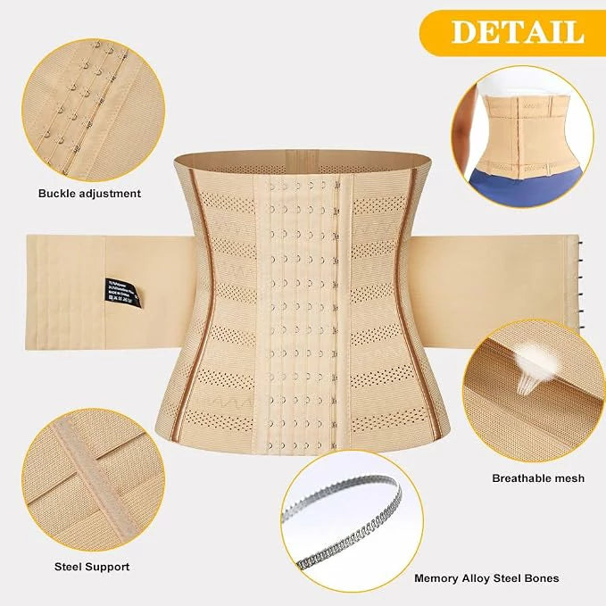 Women's Steel Boned Mesh Breathable Waist Trainer Tummy Control