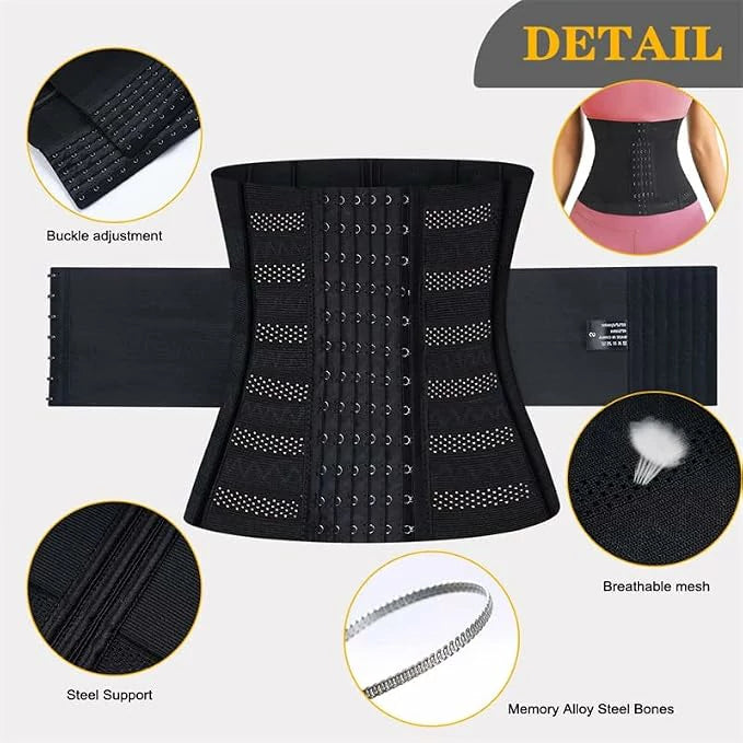 Women's Steel Boned Mesh Breathable Waist Trainer Tummy Control