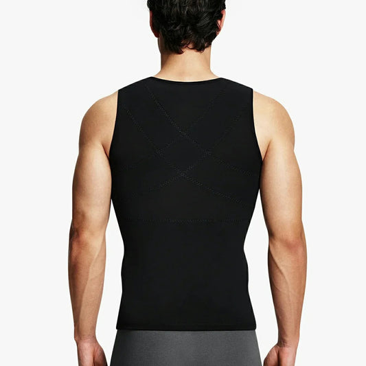 Men's Dual-Layer Zippered Compression Tank Top