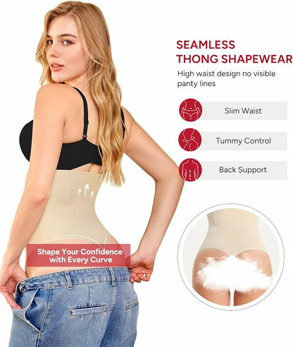 Women's High Waist Steel Bones Seamless Thong Tummy Control