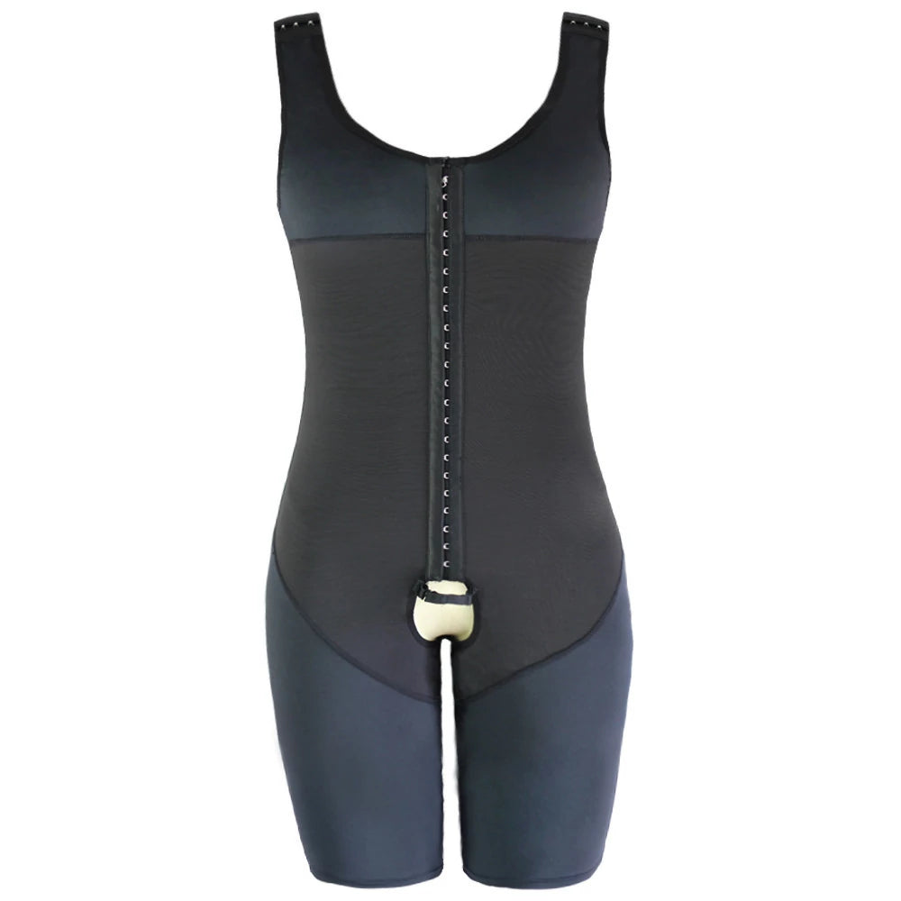 Men's Full Body Shaper Bodysuit with 4-Level Hooks