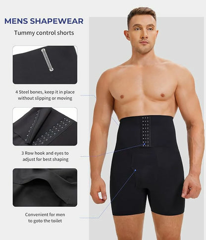 Men's Extra-Firm High-Waist Compression Shorts with Steel Bones